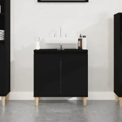 zmh Meuble d'évier noir 58x33x60 cm bois d'ingénierie