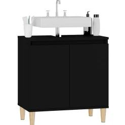 zmh Meuble d'évier noir 58x33x60 cm bois d'ingénierie