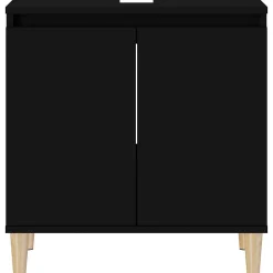 zmh Meuble d'évier noir 58x33x60 cm bois d'ingénierie