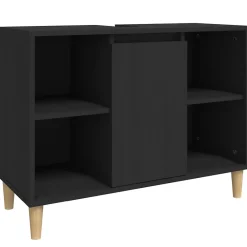 Meuble Wc|zmh Meuble d'évier noir 80x33x60 cm bois d'ingénierie