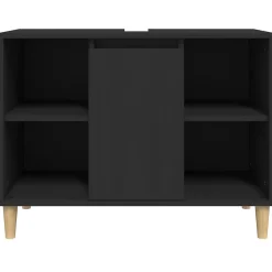 Meuble Wc|zmh Meuble d'évier noir 80x33x60 cm bois d'ingénierie