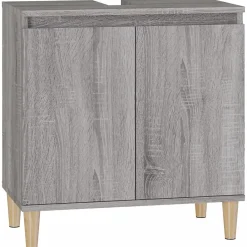 Meuble Wc|zmh Meuble d'évier sonoma gris 58x33x60 cm bois d'ingénierie
