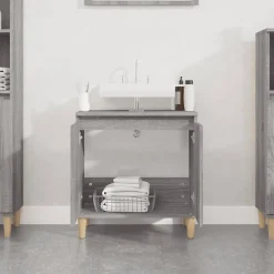 Meuble Wc|zmh Meuble d'évier sonoma gris 58x33x60 cm bois d'ingénierie