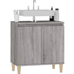 Meuble Wc|zmh Meuble d'évier sonoma gris 58x33x60 cm bois d'ingénierie