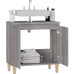Meuble Wc|zmh Meuble d'évier sonoma gris 58x33x60 cm bois d'ingénierie