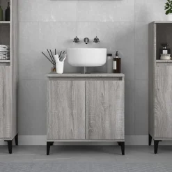 zmh Meuble d'évier sonoma gris 58x33x60 cm bois d'ingénierie