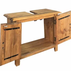 Meuble Wc|zmh Meuble-lavabo de salle de bains pin massif 70x32x63 cm