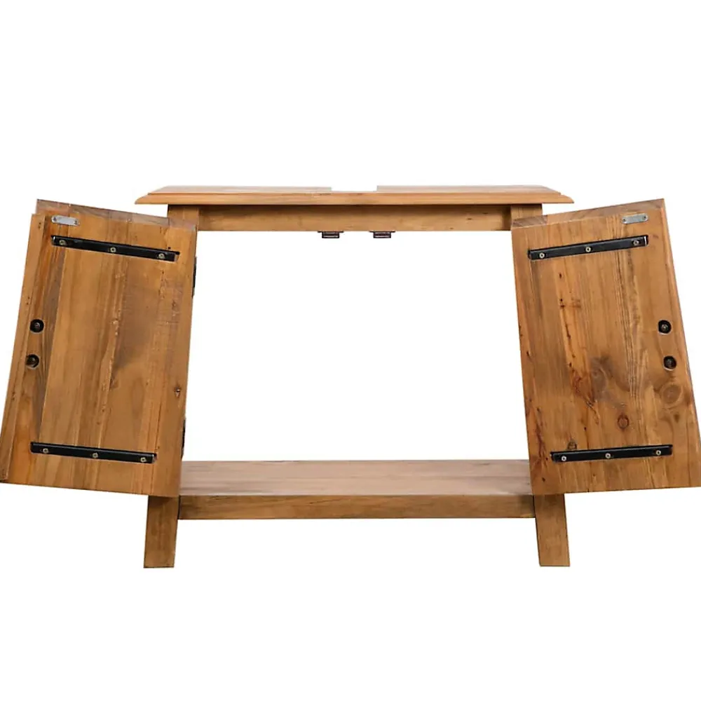 Meuble Wc|zmh Meuble-lavabo de salle de bains pin massif 70x32x63 cm