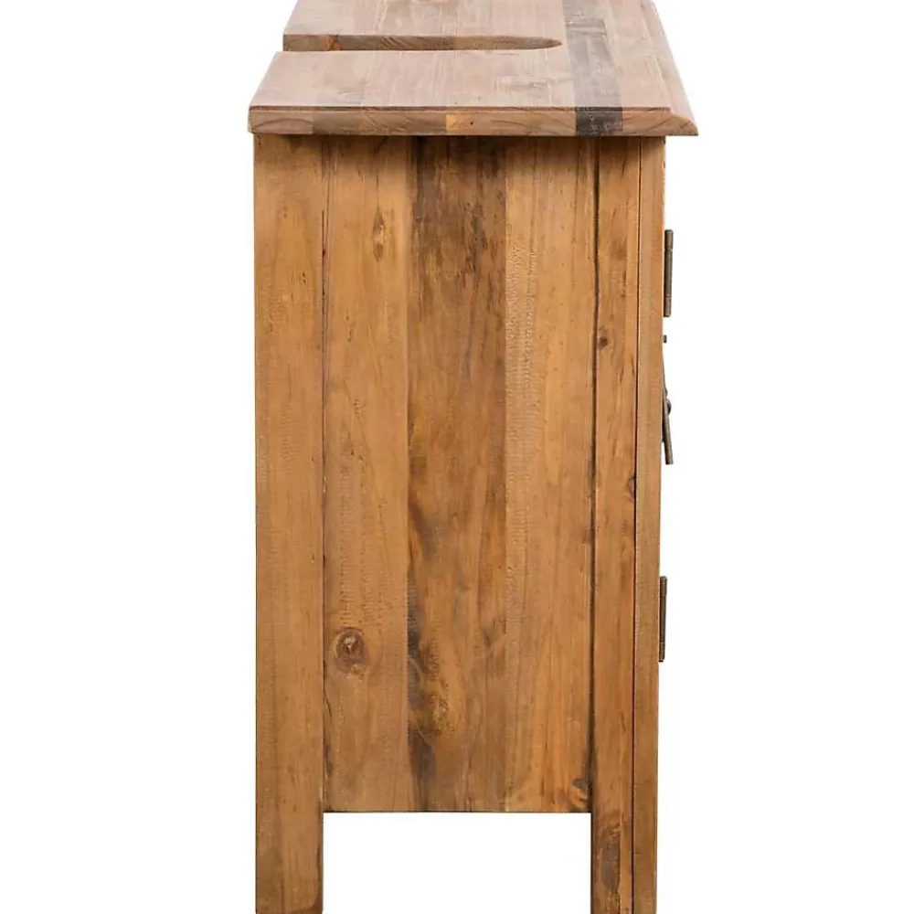 Meuble Wc|zmh Meuble-lavabo de salle de bains pin massif 70x32x63 cm