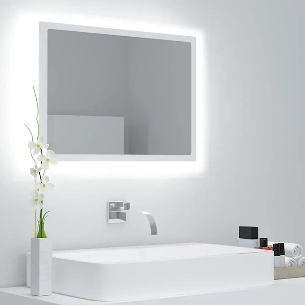 zmh Miroir à LED de salle de bain Blanc 60x8,5x37 cm Acrylique