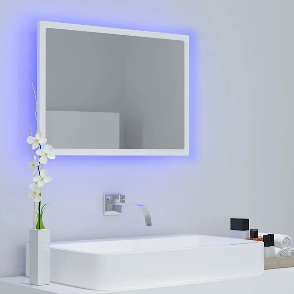 zmh Miroir à LED de salle de bain Blanc 60x8,5x37 cm Acrylique