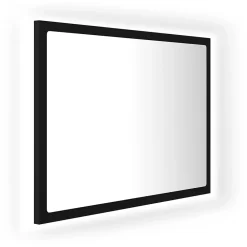 zmh Miroir à LED de salle de bain Noir 60x8,5x37 cm Acrylique