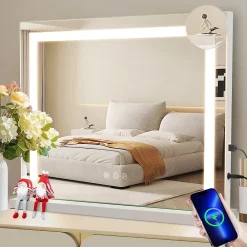 Miroir Grossissant Lumineux|zmh Miroir de Maquillage Éclairant 50x40cm avec 3 Modes de Lumière et Intensité Variable