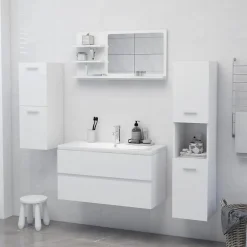 Meuble Wc|zmh Miroir de salle de bain blanc 90x10,5x45 cm