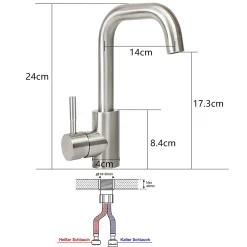 Robinet Lavabo Et Vasque|zmh Mitigeur de lavabo moderne en acier inoxydable pour salle de bain avec douche extractible