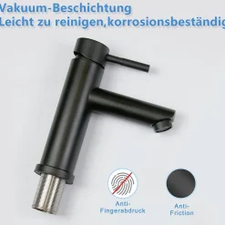 Robinet Lavabo Et Vasque|zmh Robinet de Lavabo Noir à Haute Pression avec Mitigeur à Une Poignée pour Cuisine